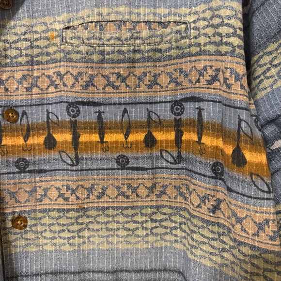 Woolrich Blue and Yellow Fishing Patterned Casual Shirt - Picture 4 of 9